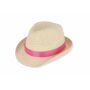 Strohoed met gekleurde band - Roze