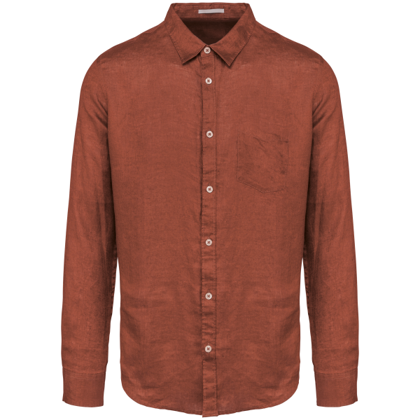 Chemise en lin homme Burnt Brick L Chemise en lin homme Burnt Brick L