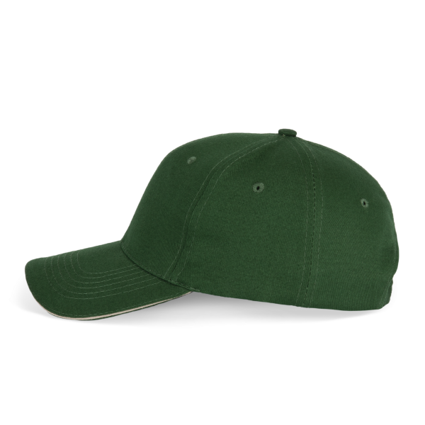 6-Panel-Kappe mit Kontrast-Sandwichschirm Forest Green / Beige One Size 6-Panel-Kappe mit Kontrast-Sandwichschirm Forest Green / Beige One Size
