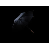 23" Impact AWARE™ RPET 190T auto open bamboe paraplu, zwart