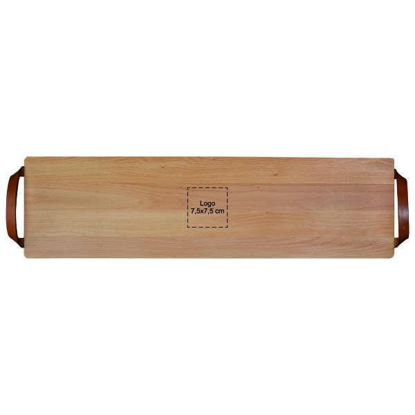 Plank met leren handvaten beuken 69x19 cm Plank met leren handvaten beuken 69x19 cm
