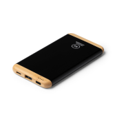GULER Powerbank van gerecycled aluminium en bamboe, 5000mAh - zwart