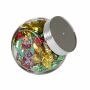 Klein glazen potje 0,4 liter, gevuld met snoep, Zilver, Metallic sweets