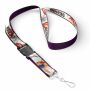Afneembare polyester keycord met gesublimeerde satijnen overlay