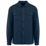 Verwassen herenoverhemd in linnen Washed Navy Blue XXL