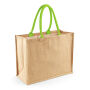 Classic Jute Shopper - Natural/Lime Green - One Size