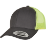 Tweekleurige Retro Truckerpet Charcoal / Neon Green One Size