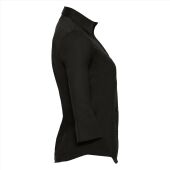 RUS Ladies ¾ sl. Fitted Stretch Shirt, Black, XS