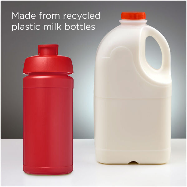 Baseline 500 ml gerecyclede drinkfles met klapdeksel - Rood/Rood