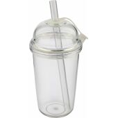 rPet Drinkbeker met rietje Glow 500 ml roze