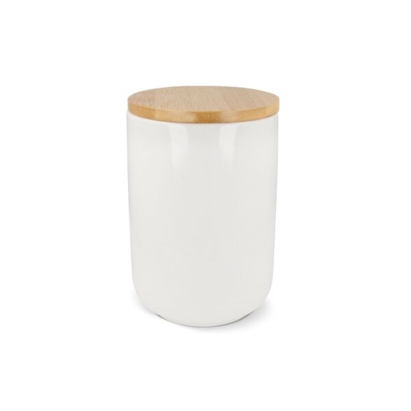 Canister Ceramic & Bamboo 900ml - White