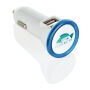 Dubbele USB autolader, blauw, wit