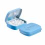 Mini scharnierblikje embossing Lichtblauw Pepermunt suikervrij Mini scharnierblikje embossing Lichtblauw Pepermunt suikervrij