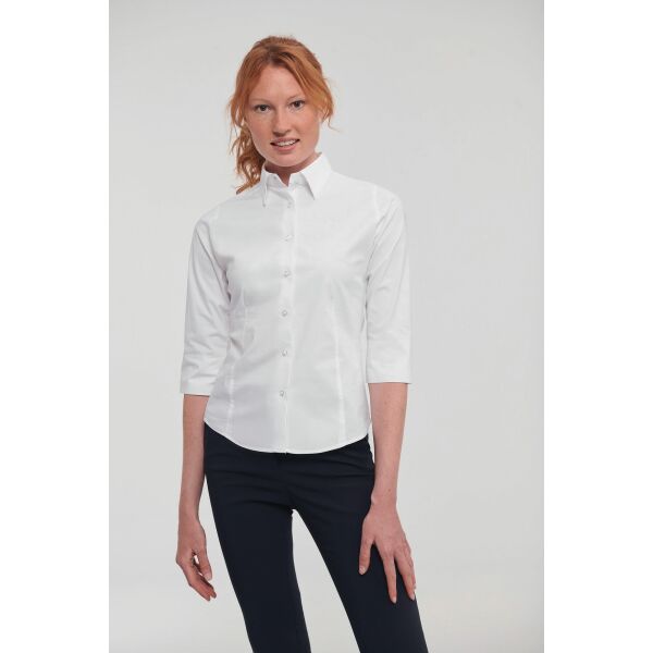 Ladies' 3/4 Sleeve Easy Care Fitted Shirt White L Ladies' 3/4 Sleeve Easy Care Fitted Shirt White L