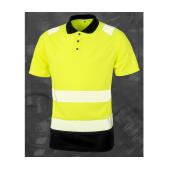 RECYCLED SAFETY POLO SHIRT, FLUORESCENT YELLOW / BLACK, 4XL/5XL, RESULT