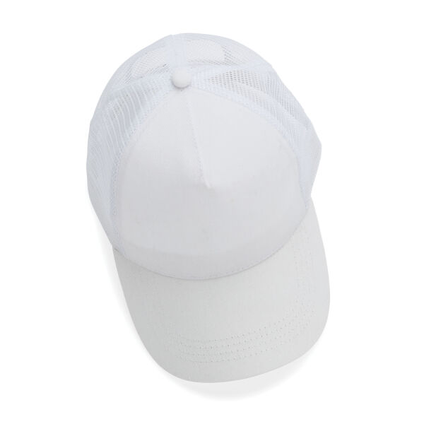Impact AWARE™ 5 panel recycled katoenen truckercap, wit Impact AWARE™ 5 panel recycled katoenen truckercap, wit