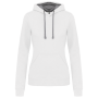 Damessweater met capuchon in contrasterende kleur White / Fine Grey S