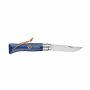 Opinel Colorama No 08 zakmes in een  riemetui - blauw