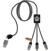SCX.design C33 60 W Type-C oplaadkabel met dubbel verlicht logo - Gemêleerd zwart