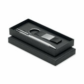 ESCRI SET - Balpen en sleutelhangerset PU - Zilver
