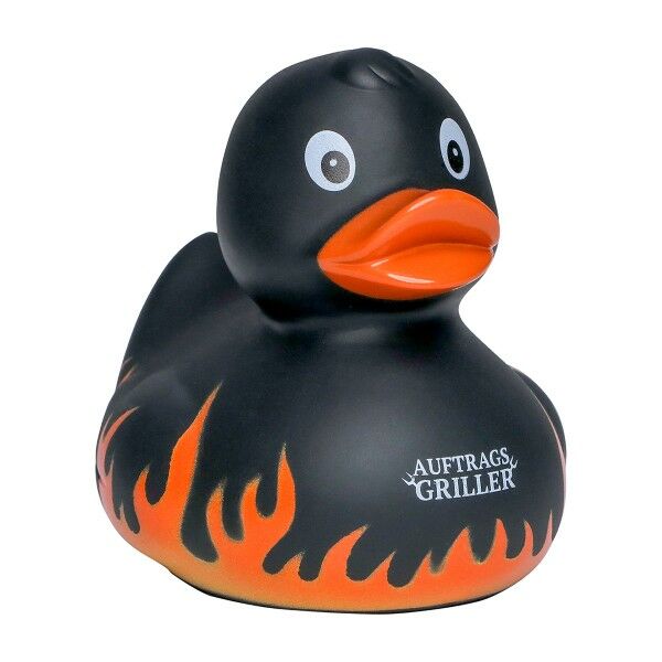 Squeaky duck flames with slogan