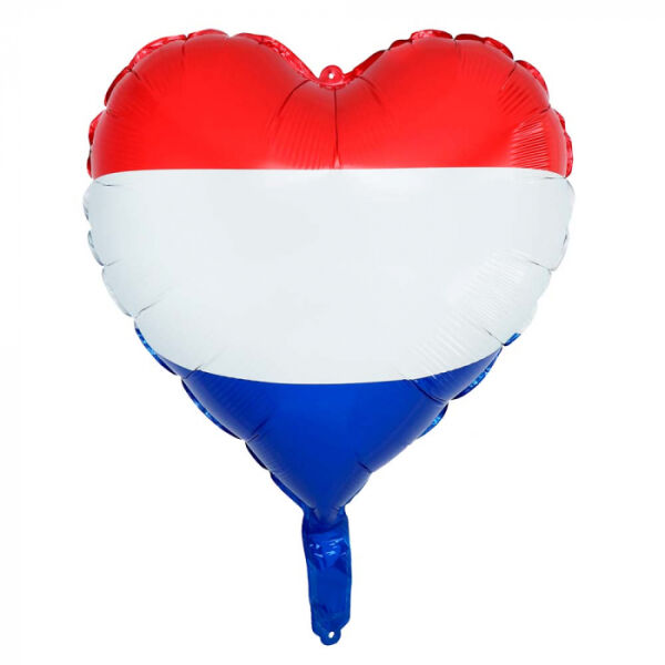 Folieballon Hart Nederlandse kleuren Rood-Wit-Blauw Folieballon Hart Nederlandse kleuren Rood-Wit-Blauw