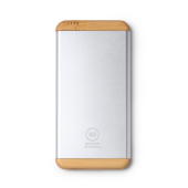 GULER Powerbank van gerecycled aluminium en bamboe, 5000mAh - zilver