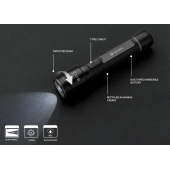 Gear X RCS gerecycled aluminium USB-oplaadbare zaklamp, zwart