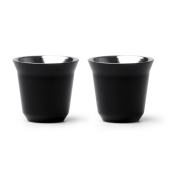 BOLUTO 2 koffiekopjes roestvrijstaal 80 ml - zwart
