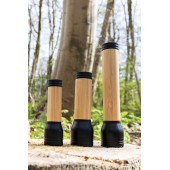 Lucid 5W zaklamp van RCS gerecycled plastic en bamboe, zwart, bruin