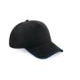 AUTHENTIC 5 PANEL CAP - PIPED PEAK, BLACK/BRIGHT ROYAL, One size, BEECHFIELD