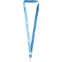 Isla 1-meter RPET sublimatie lanyard met safety breakaway sluiting - Lichtblauw/Wit/Wit
