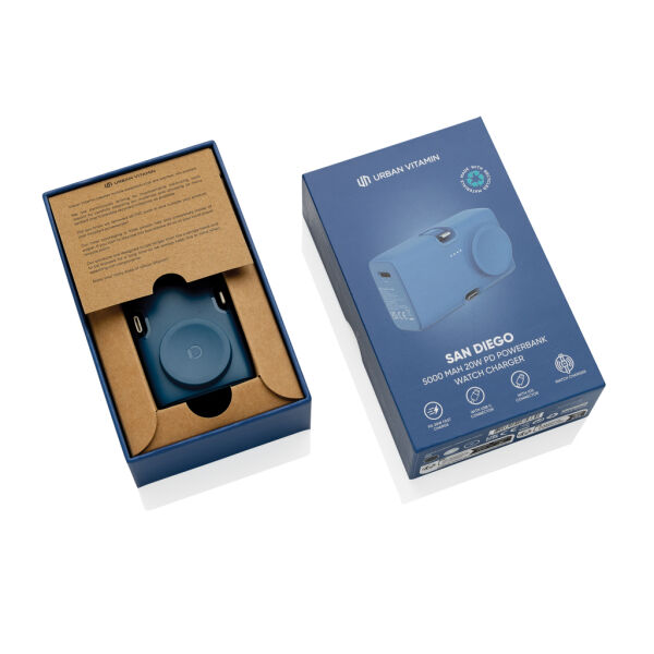 Urban Vitamin San Diego RCS rplastic 20W PD powerbank, blauw Urban Vitamin San Diego RCS rplastic 20W PD powerbank, blauw