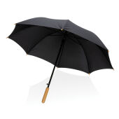 23" Impact AWARE™ RPET 190T auto open bamboe paraplu, zwart