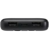 Adhil powerbank van 10.000 mAh 10 W van gerecycled plastic met 2 ingebouwde kabels - Zwart Adhil powerbank van 10.000 mAh 10 W van gerecycled plastic met 2 ingebouwde kabels - Zwart