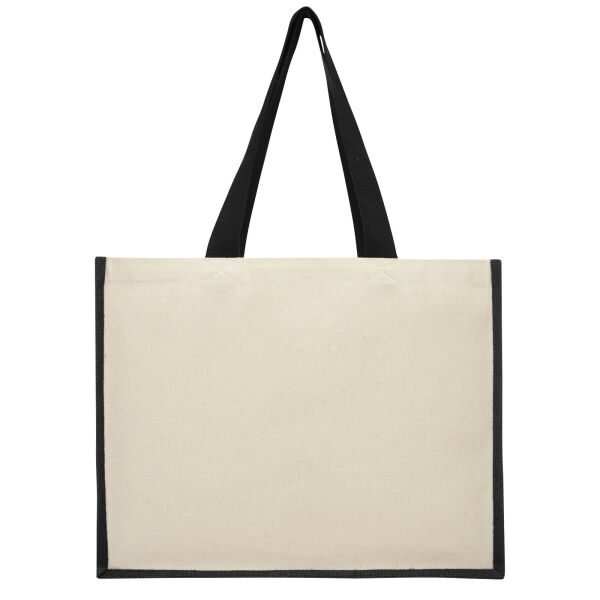Varai 320 g/m² canvas en jute boodschappentas 23L - Zwart Varai 320 g/m² canvas en jute boodschappentas 23L - Zwart