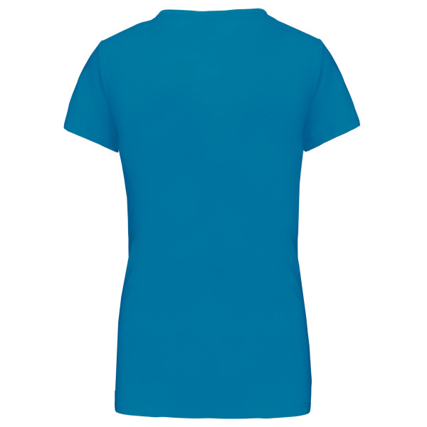 Dames T-shirt V-hals Korte Mouwen Tropical Blue 3XL