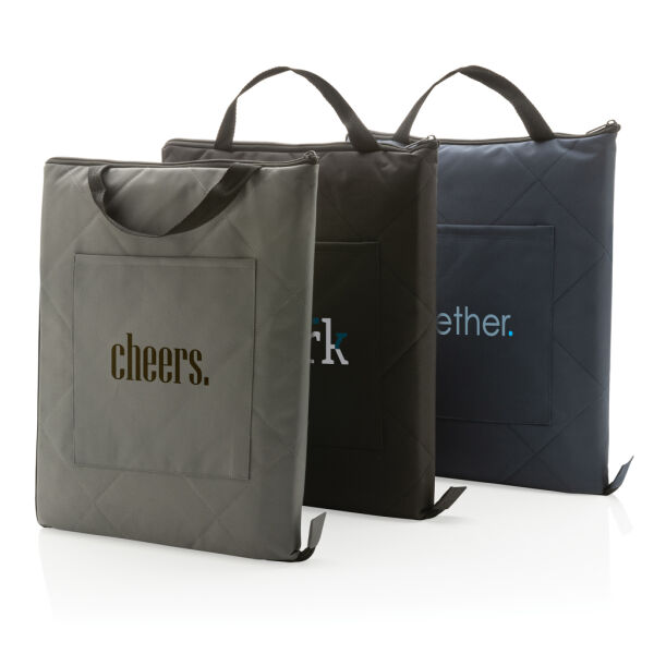 Impact Aware™ RPET opvouwbare gewatteerd picknickkleed, zwart Impact Aware™ RPET opvouwbare gewatteerd picknickkleed, zwart