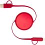 Alasia 5-in-1 100 cm intrekbare datasynchronisatie- en 45 W snellaadkabel van gerecycled plastic en aluminium - Rood