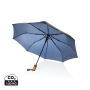 Kaycey 21" AWARE™ RPET Acaciahouten mini auto open paraplu, donkerblauw
