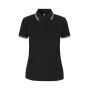Contrast poloshirt | stretch | dames - Zwart, 4XL