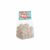Blokzakje met kopkaartje en 150 gram snoep, Transparant/Wit, Mentos mint