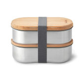 Black+Blum Stainless Steel Dubbele Bento Box, grijs