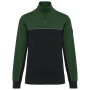 Ecologische uniseks sweater met ritskraag Black / Forest Green XL Ecologische uniseks sweater met ritskraag Black / Forest Green XL