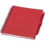 Niove recycled plastic soft cover notebook and ballpoint pen set (blue ink) - Red Niove recycled plastic soft cover notebook and ballpoint pen set (blue ink) - Red
