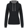 Damessweater met capuchon in contrasterende kleur Black / Fine Grey S