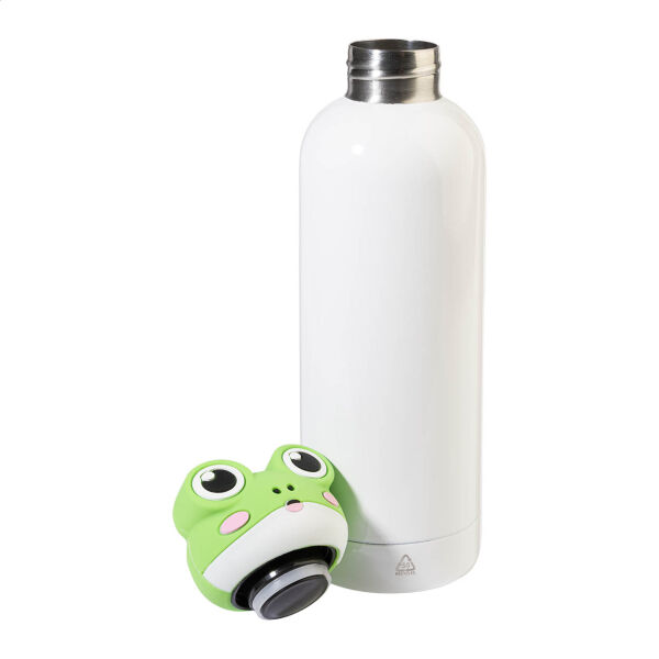 Kinderbeker dubbelwandig Dieren | Gerecycled RVS | 500 ml | Schoolbeker | Kikker | Wit-Groen Kinderbeker dubbelwandig Dieren | Gerecycled RVS | 500 ml | Schoolbeker | Kikker | Wit-Groen