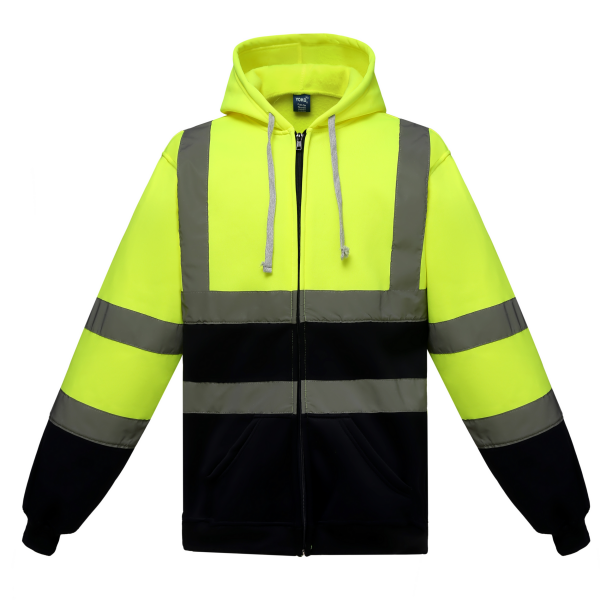 Veiligheidssweatervest met capuchon Hi Vis Yellow / Navy L Veiligheidssweatervest met capuchon Hi Vis Yellow / Navy L