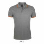 PASADENA MEN - PASADENA HEREN POLO 200 - XXL - Grijs/oranje Melange