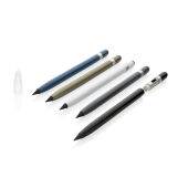 Aluminium inktloze pen met gum, blauw